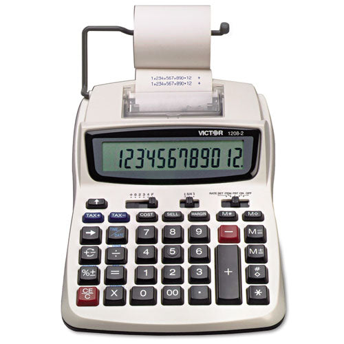 1208-2 Two-Color Compact Printing Calculator, Black/Red Print, 2.3 Lines/Sec-(VCT12082)