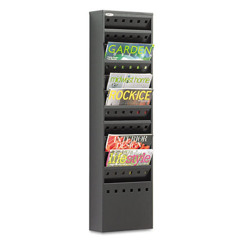 Steel Magazine Rack, 11 Compartments, 10w x 4d x 36.25h, Black-(SAF4321BL)