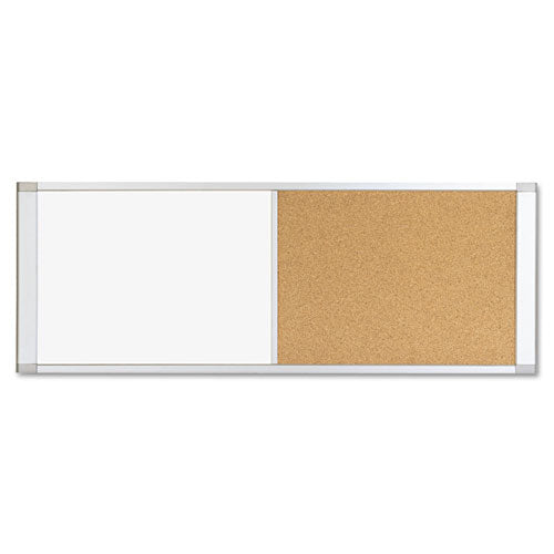 Combo Cubicle Workstation Dry Erase/Cork Board, 48 x 18, Natural/White Surface, Aluminum Frame-(BVCXA42003700)