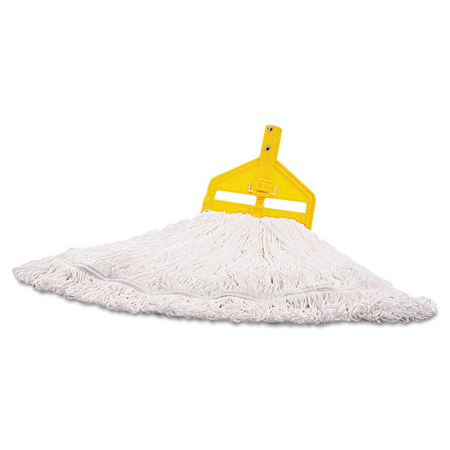 Nylon Finish Mop Head, Medium, White, 6/Carton-(RCPT20006)