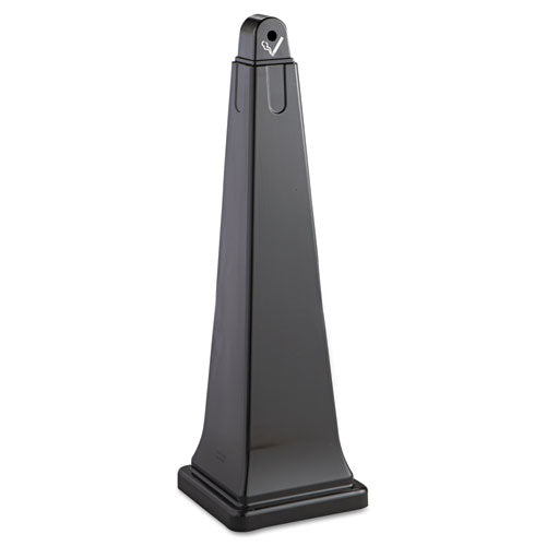 GroundsKeeper Cigarette Waste Collector, Pyramid, 1 gal, 12.25 x 39.75, Black-(RCP257088BLA)