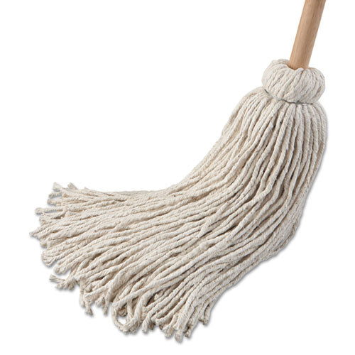 Handle/Deck Mops, 32 oz White Cotton Head, 54" Oak Wood Handle, 6/Pack-(BWK132C)