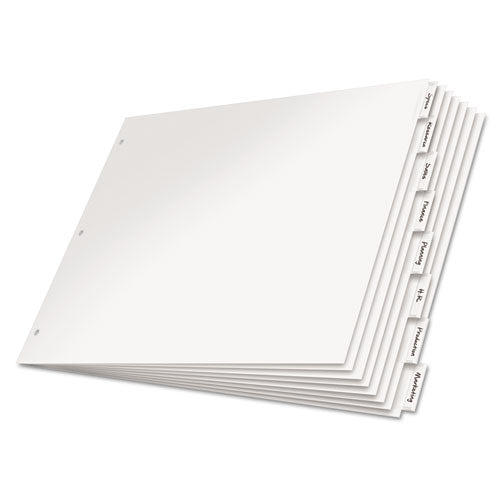 Paper Insertable Dividers, 8-Tab, 11 x 17, White, Clear Tabs, 1 Set-(CRD84815)
