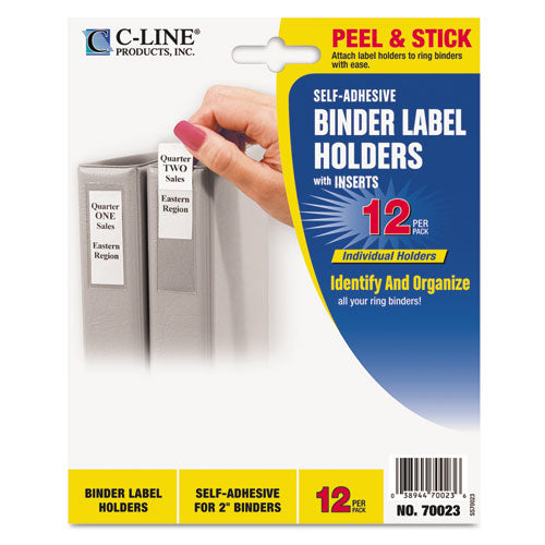 Self-Adhesive Ring Binder Label Holders, Top Load, 2.25 x 3.06, Clear, 12/Pack-(CLI70023)