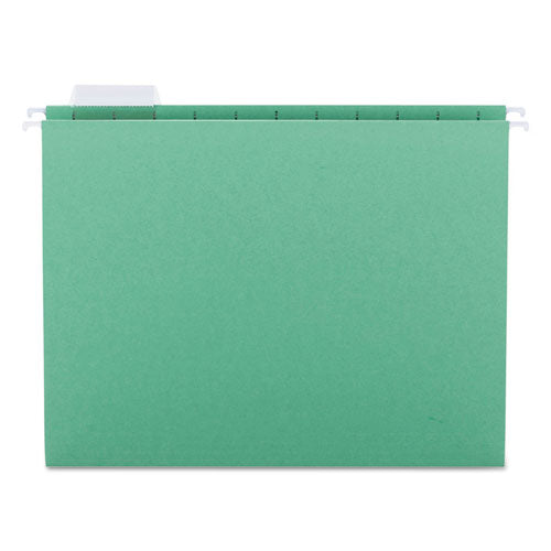Colored Hanging File Folders with 1/5 Cut Tabs, Letter Size, 1/5-Cut Tabs, Green, 25/Box-(SMD64061)