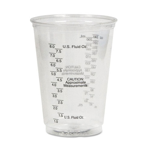 Plastic Medical and Dental Cups, 10 oz, Clear, Graduated, 50/Bag, 20 Bags/Carton-(SCCTP10DGM)