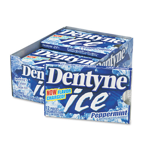 Sugarless Gum, Peppermint Flavor,16 Pieces/Pack, 9 Packs/Box-(CDB3125400)
