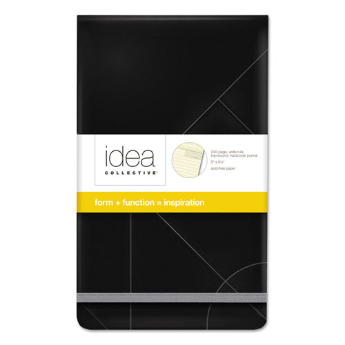 Idea Collective Journal Pad with Hard Cover, Wide/Legal Rule, Black Cover, 120 Cream 5 x 8.25 Sheets-(TOP56886)