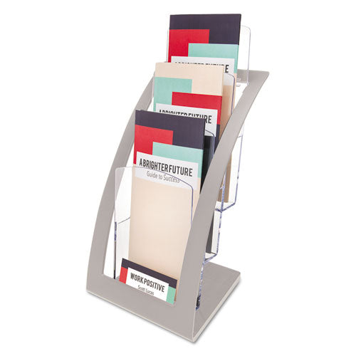3-Tier Literature Holder, Leaflet Size, 6.75w x 6.94d x 13.31h, Silver-(DEF693645)