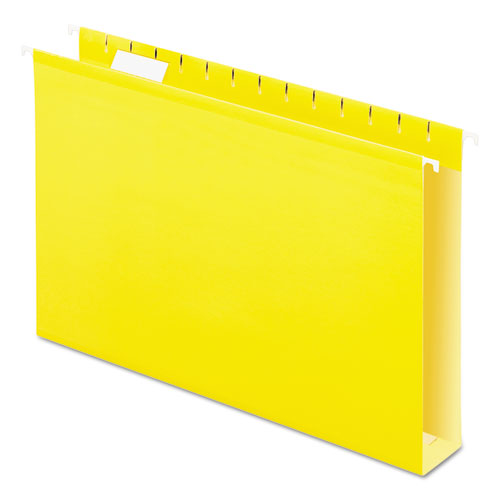 Extra Capacity Reinforced Hanging File Folders with Box Bottom, 2" Capacity, Legal Size, 1/5-Cut Tabs, Yellow, 25/Box-(PFX4153X2YEL)