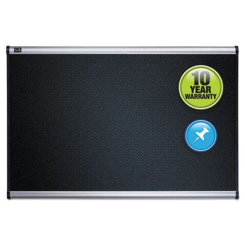 Prestige Embossed Foam Bulletin Board, 36 x 24, Black Surface, Silver Aluminum Frame-(QRTB343A)