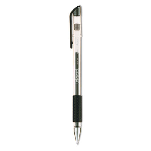 Comfort Grip Gel Pen, Stick, Medium 0.7 mm, Black Ink, Clear Barrel, Dozen-(UNV39510)