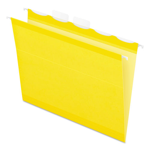 Ready-Tab Colored Reinforced Hanging Folders, Letter Size, 1/5-Cut Tabs, Yellow, 25/Box-(PFX42624)