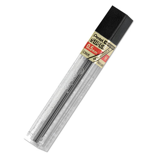 Super Hi-Polymer Lead Refills, 0.5 mm, H, Black, 12/Tube-(PENC505H)