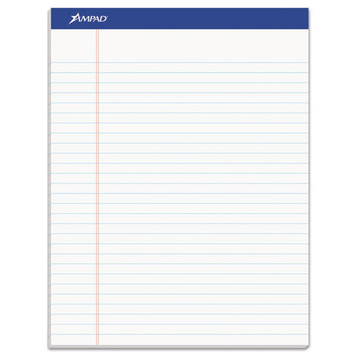 Recycled Writing Pads, Wide/Legal Rule, Politex Green Kelsu Headband, 50 White 8.5 x 11.75 Sheets, Dozen-(TOP20170)