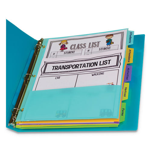 Index Dividers with Multi-Pockets, 5-Tab, 11.5 x 10, Assorted, 1 Set-(CLI07650)