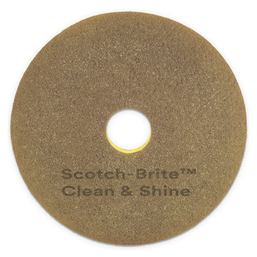 Clean and Shine Pad, 20" Diameter, Brown/Yellow, 5/Carton-(MMM09541)