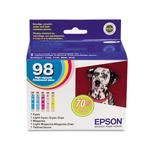 T098920-S (99) Claria High-Yield Ink, 450 Page-Yield, Cyan/Light Cyan/Light Magenta/Magenta/Yellow-(EPST098920S)