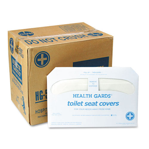 Health Gards Toilet Seat Covers, 14.25 x 16.5, White, 250 Covers/Pack, 20 Packs/Carton-(HOSHG5000CT)