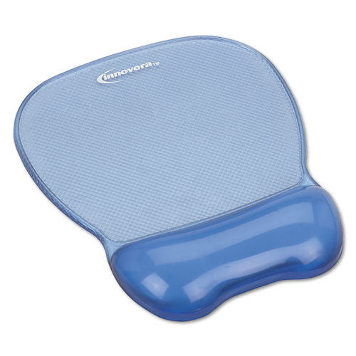 Mouse Pad with Gel Wrist Rest, 8.25 x 9.62, Blue-(IVR51430)
