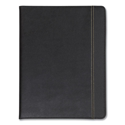 Slimline Padfolio, Leather-Look/Faux Reptile Trim, Writing Pad, Black-(SAM71220)