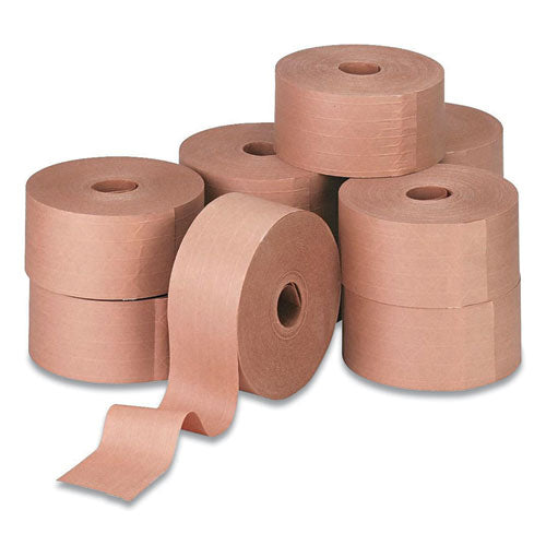 Water-Activated Reinforced Carton Sealing Tape, 3" Core, 3" x 150 yds, Natural Kraft, 10/Carton-(CWZ504315)