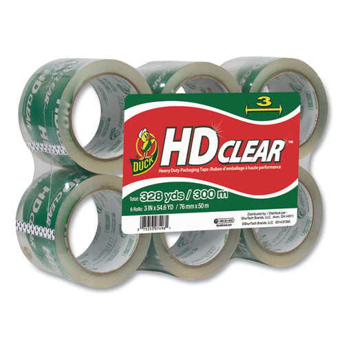 Heavy-Duty Carton Packaging Tape, 3" Core, 3" x 54.6 yds, Clear, 6/Pack-(DUC0007496)