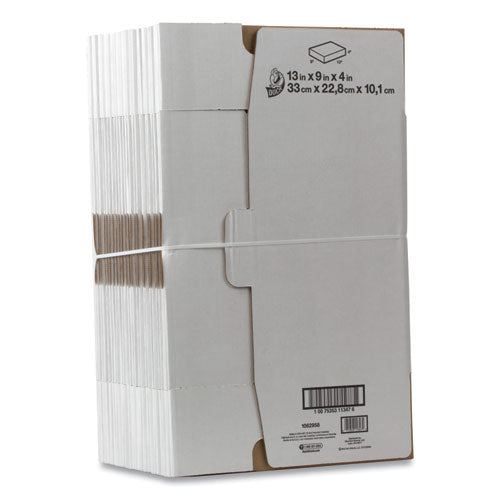 Self-Locking Mailing Box, Regular Slotted Container (RSC), 9" x 13" x 4", White, 25/Pack-(DUC1147639)