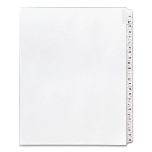 Preprinted Legal Exhibit Side Tab Index Dividers, Allstate Style, 25-Tab, 26 to 50, 11 x 8.5, White, 1 Set, (1702)-(AVE01702)