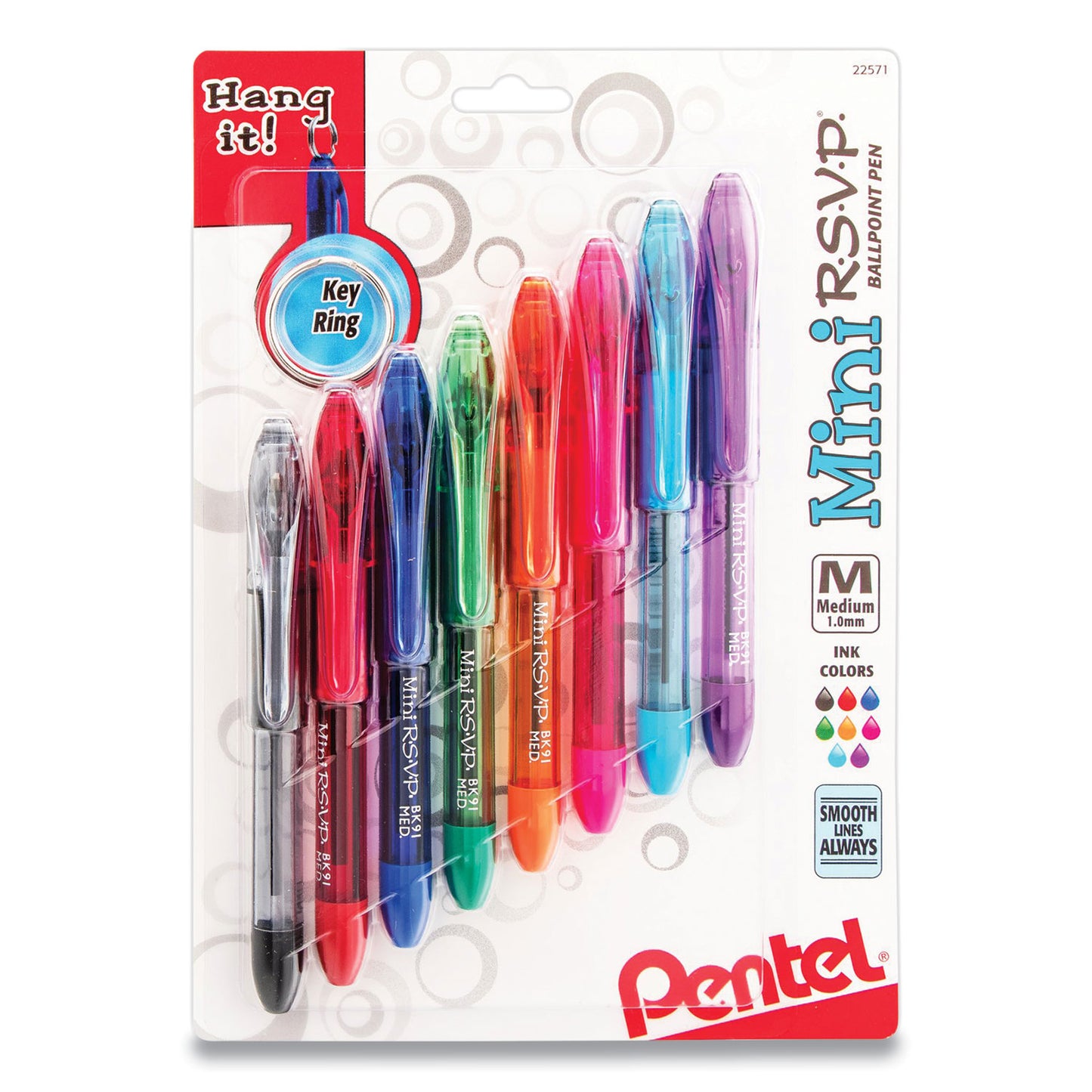 Mini R.S.V.P. Ballpoint Pen, Stick, Medium 1 mm, Assorted Ink and Barrel Colors, 8/Pack-(PENBK91MNBP8M)