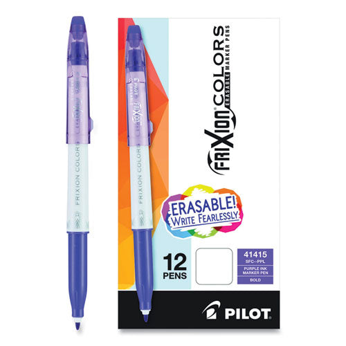 FriXion Colors Erasable Porous Point Pen, Stick, Bold 2.5 mm, Purple Ink, White Barrel, Dozen-(PIL41415)