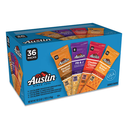 Variety Pack Crackers, Assorted Flavors, 1.38 oz Pack, 36/Box-(KEB10104)