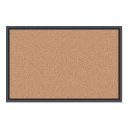 Cork Bulletin Board, 36 x 24, Natural Surface, Black Wood Frame-(UBR301U0001)