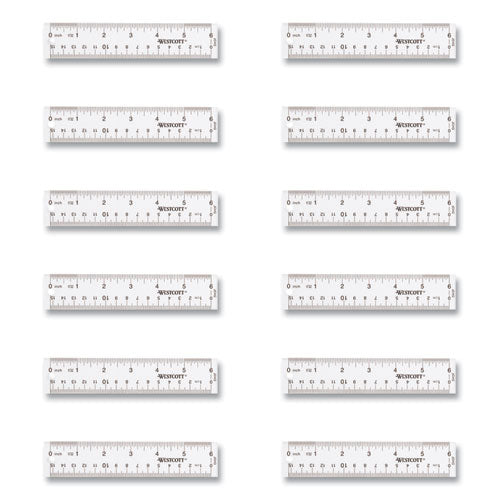 Clear Flexible Acrylic Ruler, Standard/Metric, 6" (15 cm) Long, Clear, 12/Box-(ACM17723)