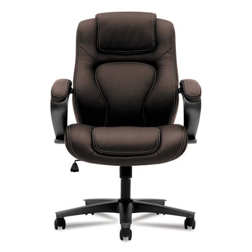 HVL402 Series Executive High-Back Chair, Supports Up to 250 lb, 17" to 21" Seat Height, Brown Seat/Back, Black Base-(BSXVL402EN45)