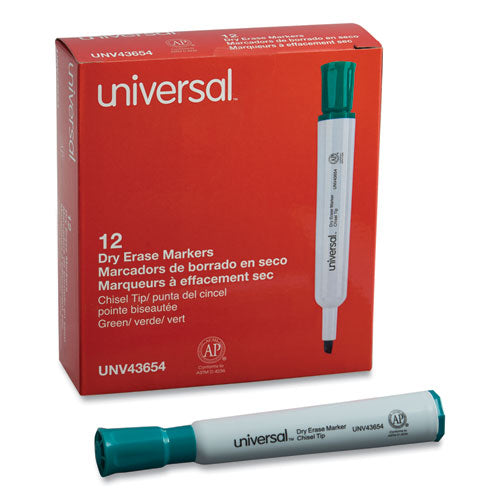 Dry Erase Marker, Broad Chisel Tip, Green, Dozen-(UNV43654)