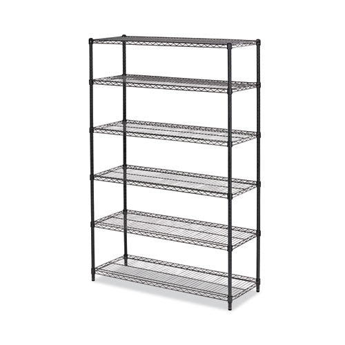 NSF Certified 6-Shelf Wire Shelving Kit, 48w x 18d x 72h, Black Anthracite-(ALESW664818BA)