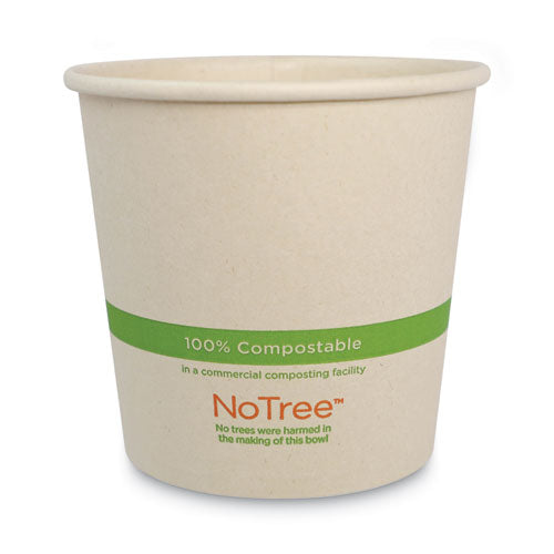 No Tree Paper Bowls, 24 oz, 4.4" Diameter x 4.5"h, Natural, Sugarcane, 500/Carton-(WORBOSU24)