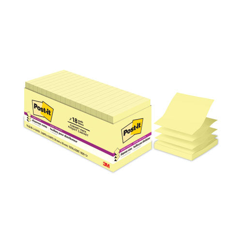 Pop-up 3 x 3 Note Refill, Cabinet Pack, 3" x 3", Canary Yellow, 90 Sheets/Pad, 18 Pads/Pack-(MMMR33018SSCYCP)