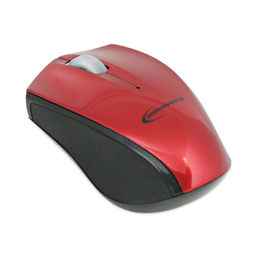 Mini Wireless Optical Mouse, 2.4 GHz Frequency/30 ft Wireless Range, Left/Right Hand Use, Red/Black-(IVR62204)