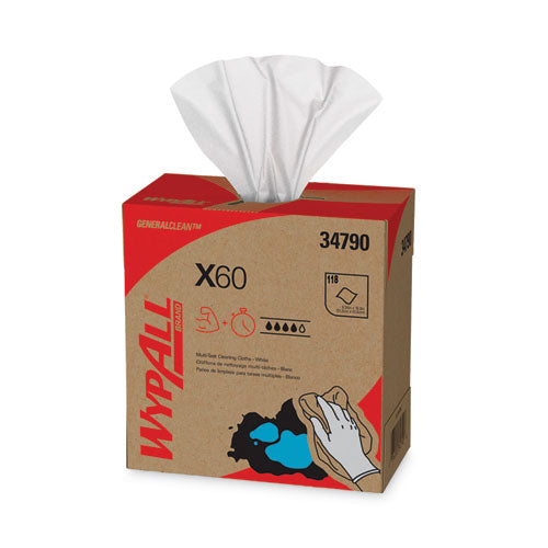 General Clean X60 Cloths, POP-UP Box, 8.34 x 16.8, White, 126/Box, 10 Boxes/Carton-(KCC34790CT)