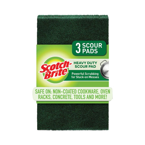 Heavy-Duty Scour Pad, 3.8 x 6, Green, 10/Carton-(MMM22310CT)