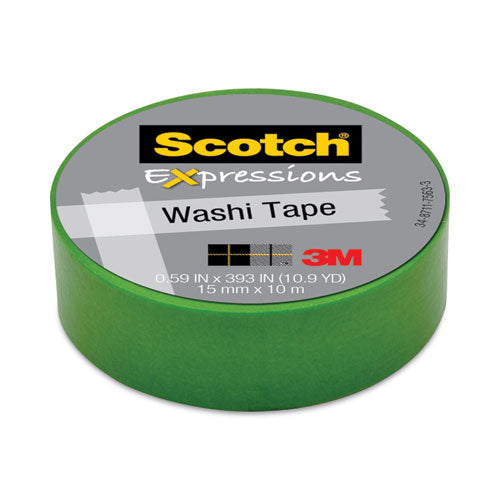 Expressions Washi Tape, 1.25" Core, 0.59" x 32.75 ft, Green-(MMM70005188761)