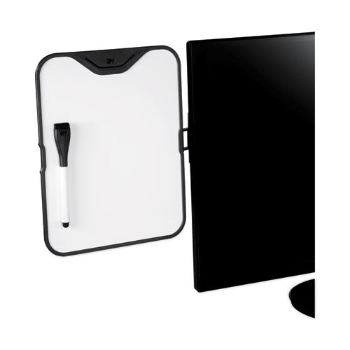 Monitor Whiteboard, 10 Sheet Capacity, Plastic, Black/White-(MMMMWB100B)