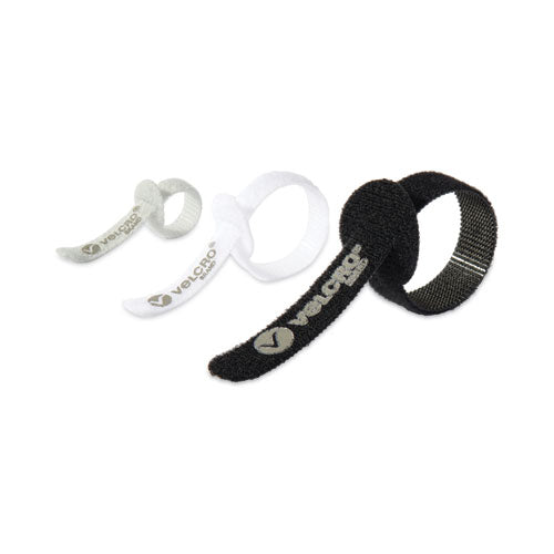 Portable Cord Ties, (2) 3" x 0.25"/ (2) 5" x 0.38"/ (2) 7" x 0.5", Black/Gray/White, 6/Pack-(VEK30815)