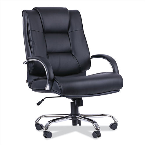 Alera Ravino Big/Tall High-Back Bonded Leather Chair, Headrest, Supports 450 lb, 20.07" to 23.74" Seat, Black, Chrome Base-(ALERV44LS10C)