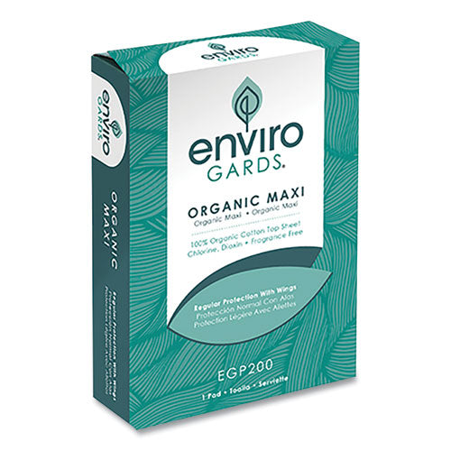 Enviro Gards Organic Maxi Pad, Regular, 200/Carton-(HOSEGP200)