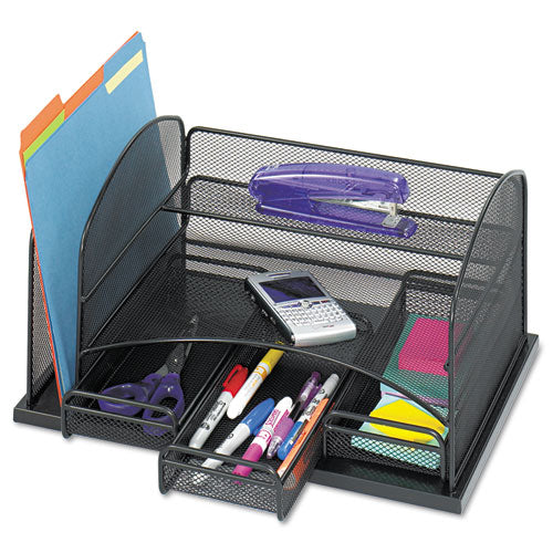 Onyx Organizer with 3 Drawers, 6 Compartments, Steel, 16 x 11.5 x 8.25, Black-(SAF3252BL)