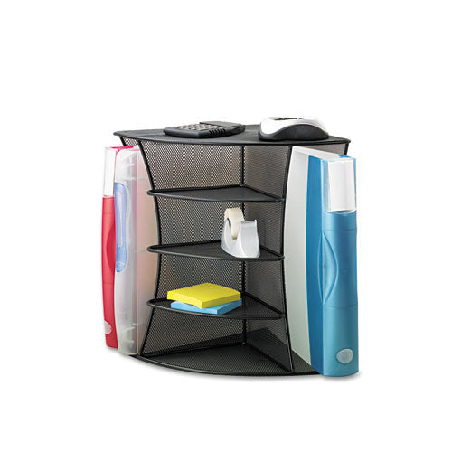 Onyx Mesh Corner Organizer, Six Sections, 15 x 11 x 13, Black-(SAF3261BL)