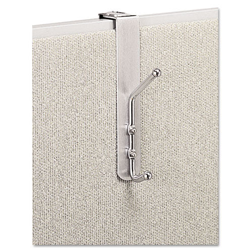 Over-The-Panel Double-Garment Hook, Satin Aluminum/Chrome-(SAF4167)